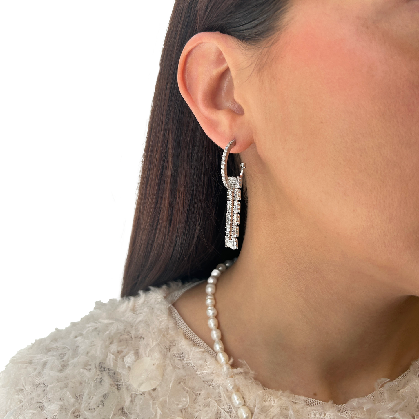 Argollas con dije rectángulo