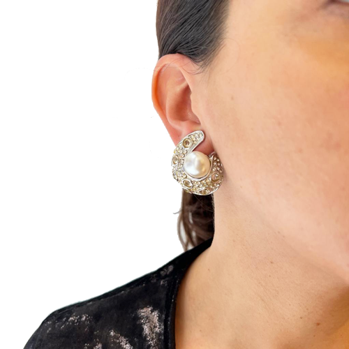 Rhinestone hoops with pearls