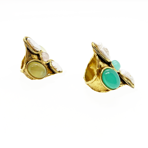Anillo perla y piedra