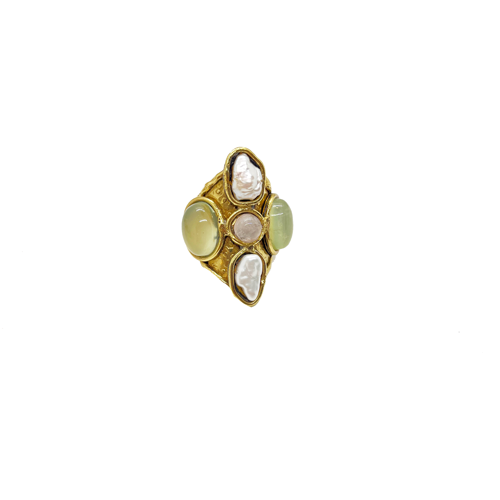 Anillo perla y piedra