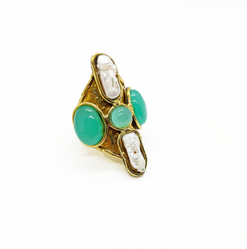 Anillo perla y piedra