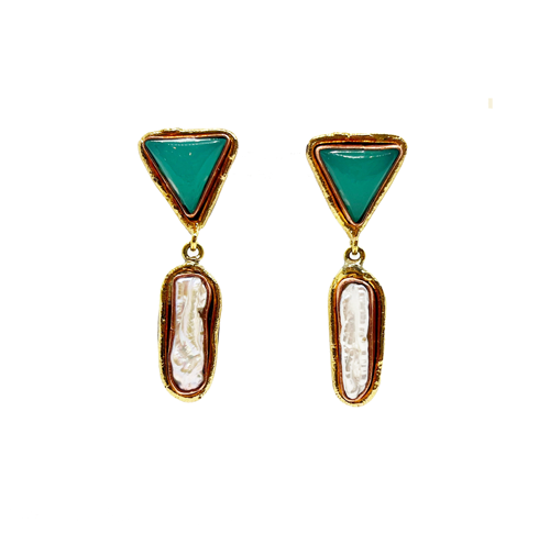 Aros perla barroca y piedra natural