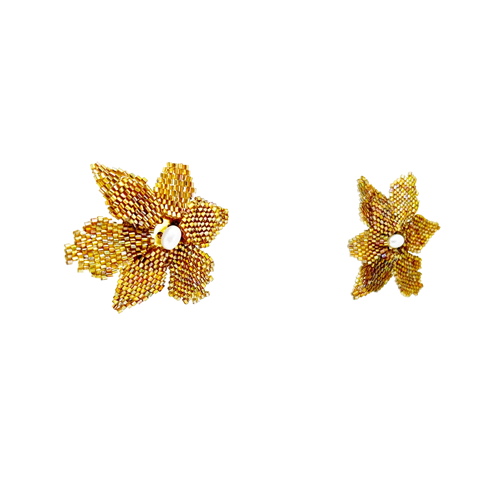 gold beaded flower earrings