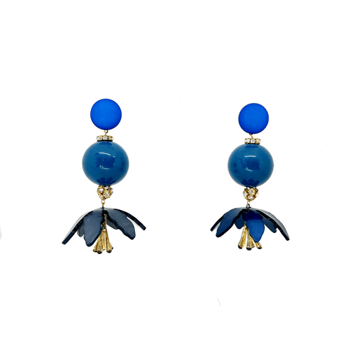 blue flower resin earrings