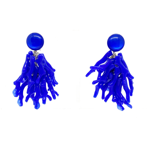 Blue coral resin hoops