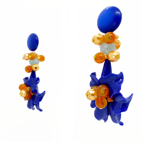 blue and orange earrings
