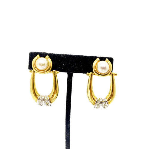 Aros vintage dorados con strass y perla