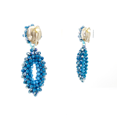 Aros de cristal azul alargados