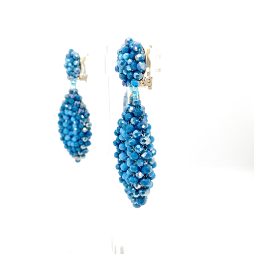 Aros de cristal azul alargados