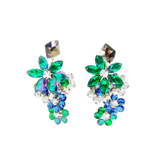 aros de cristal verde y azul
