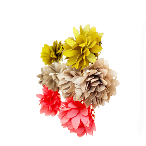 Aros flores coral visón y verde