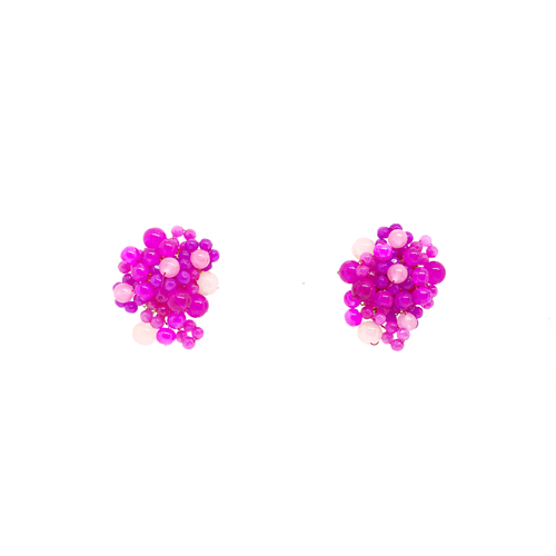 aros de cristal fucsia corto