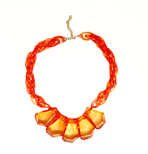 collar corto naranja translucido