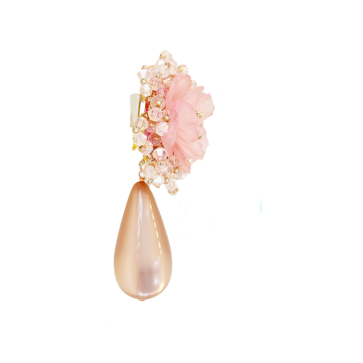 Aros flor con gota rosa