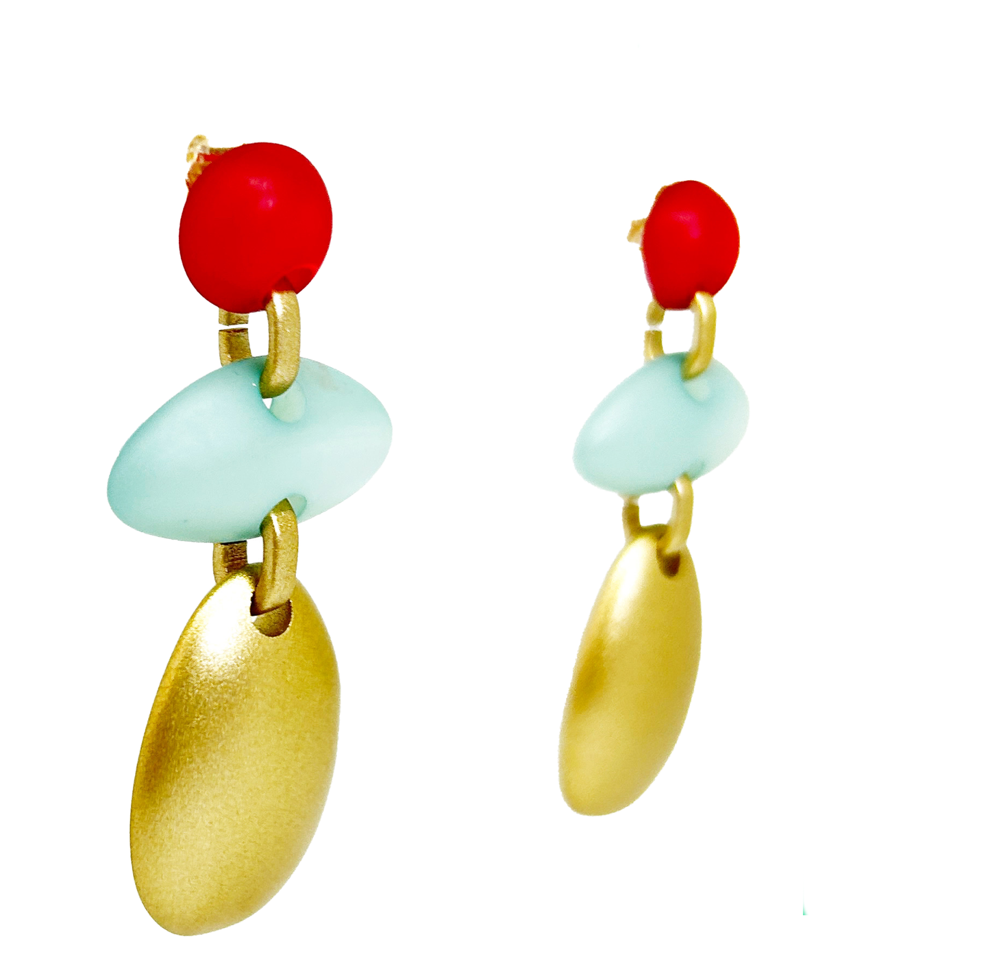Aros turquesa coral y dorado