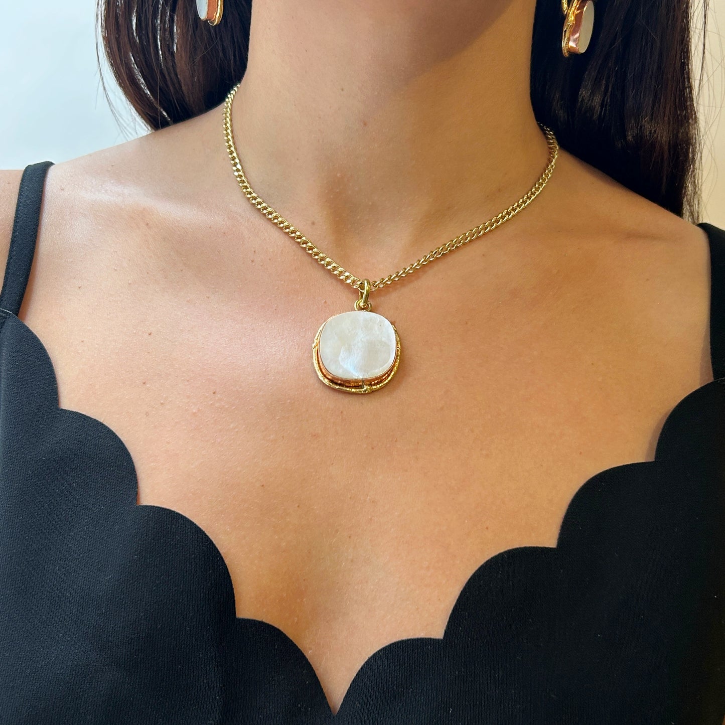 Collar dije rectangular nacar