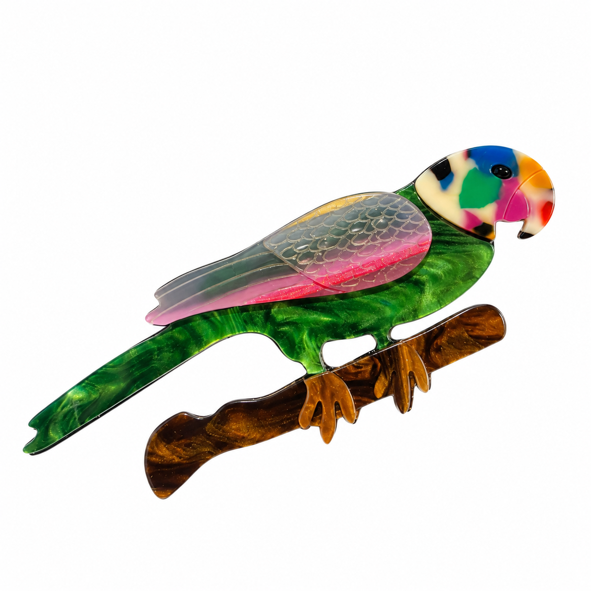 Broche loro verde