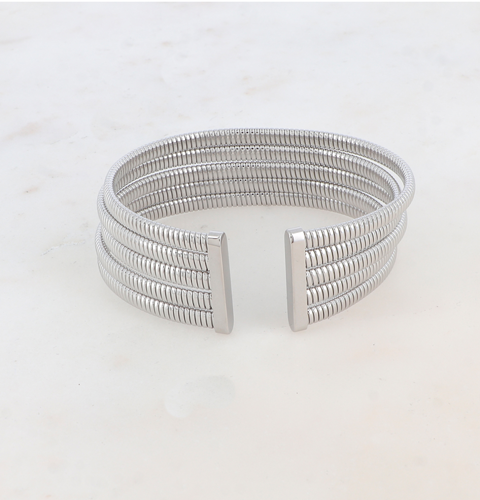 Pulsera cinco vueltas plateada