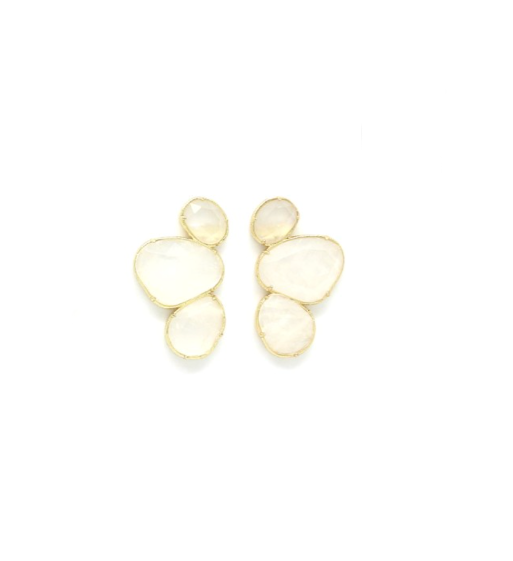 aros de tres cuarzos blancos