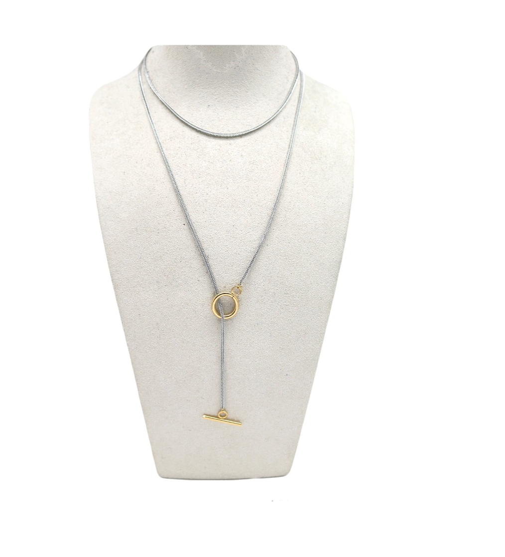 Collar multiuso de cadena con cierre dorado