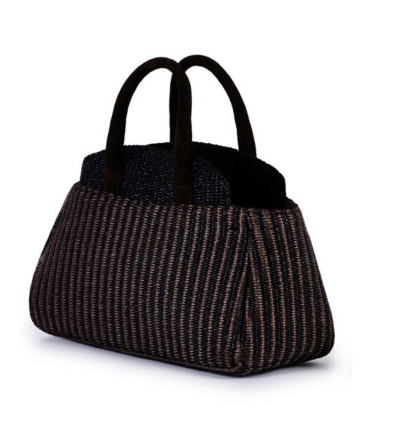 Bolso rafia combinado marron y negro