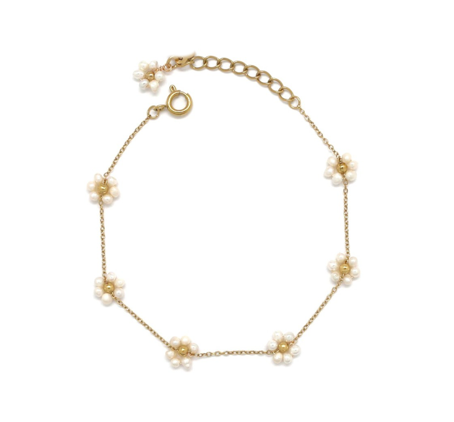 Pulsera flores perlas barrocas