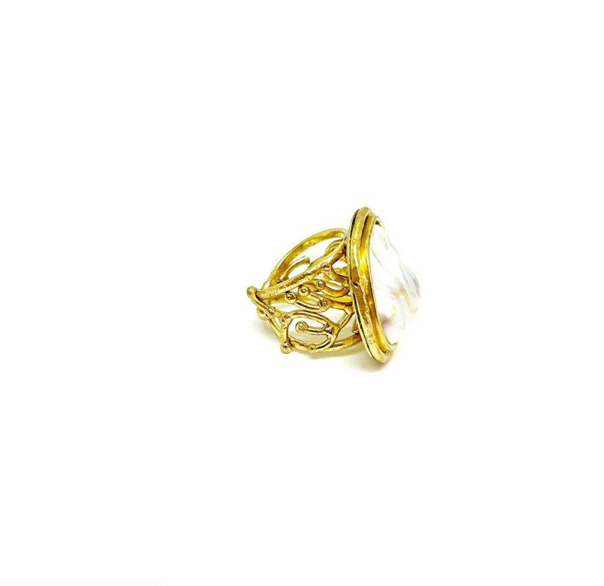 Anillo perla barroca