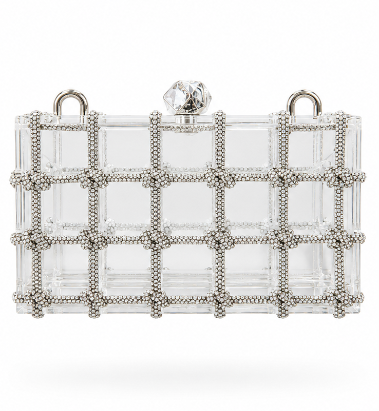 Clutch transparente con strass