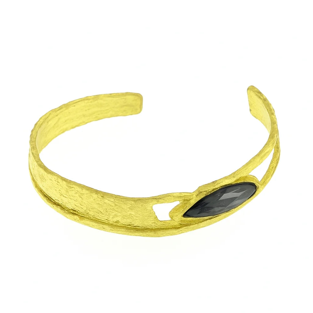 Pulsera dorada con cristal humo