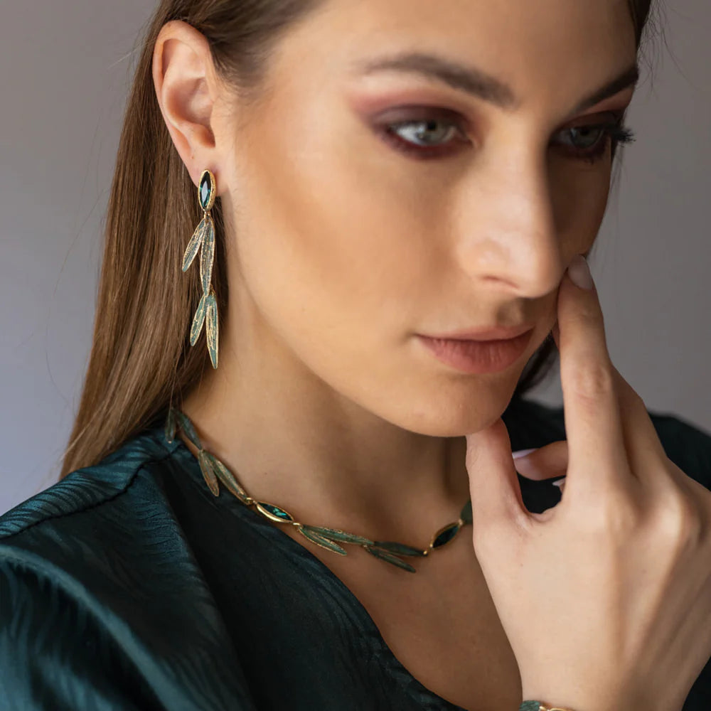 Aros hoja de olivo con cristal