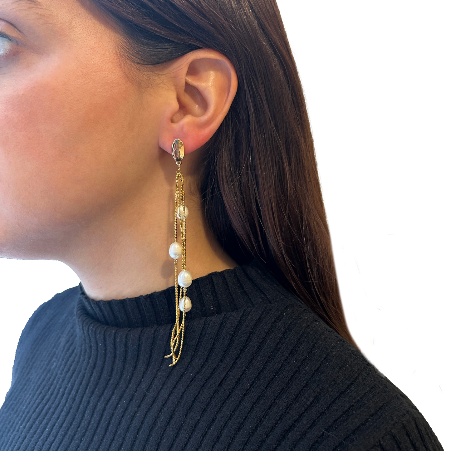aros de perlas y cadenas