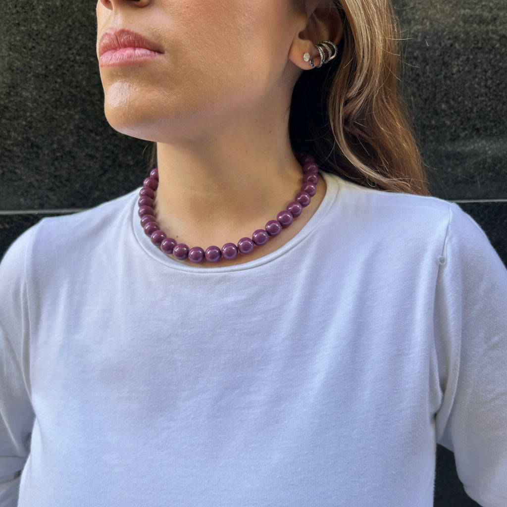 Collar esferas violeta