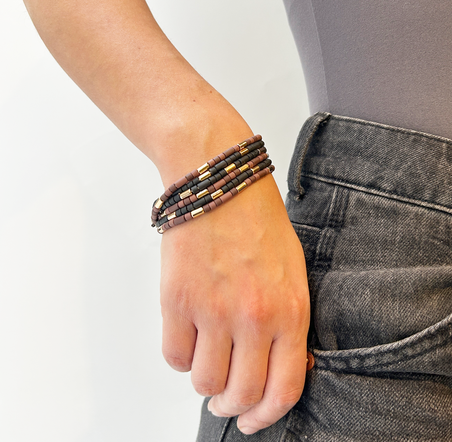 Pulseras cuentas tubulares