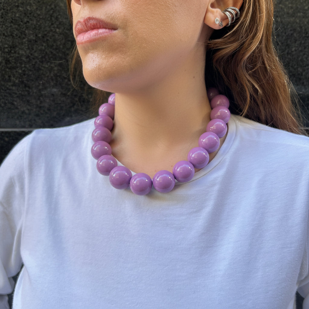 Collar esferas lila