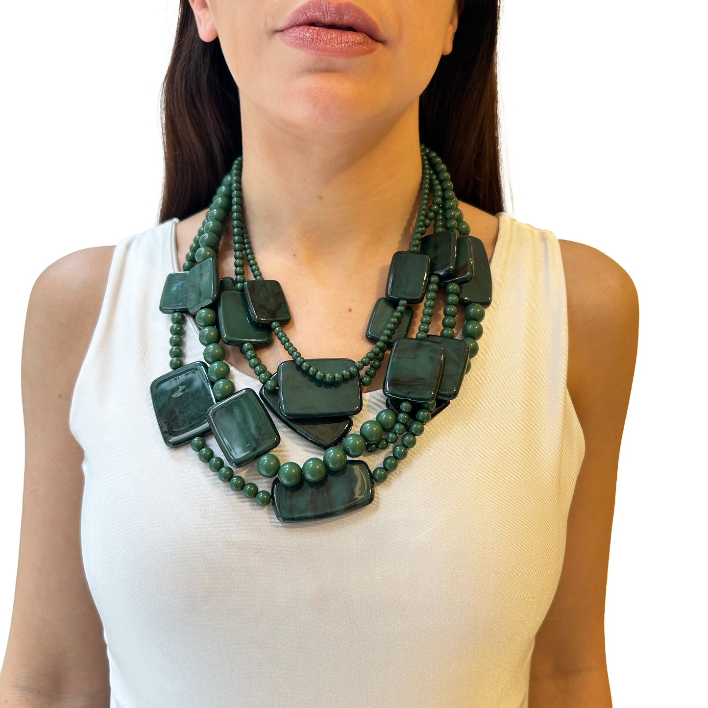 Collar cuentas rectangulares