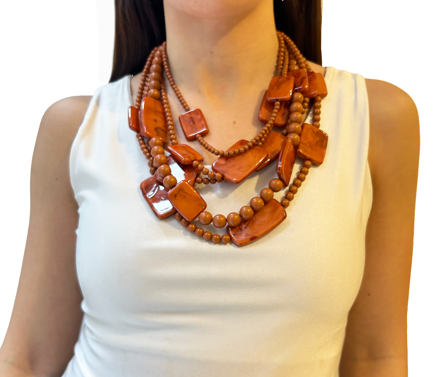 Collar cuentas rectangulares