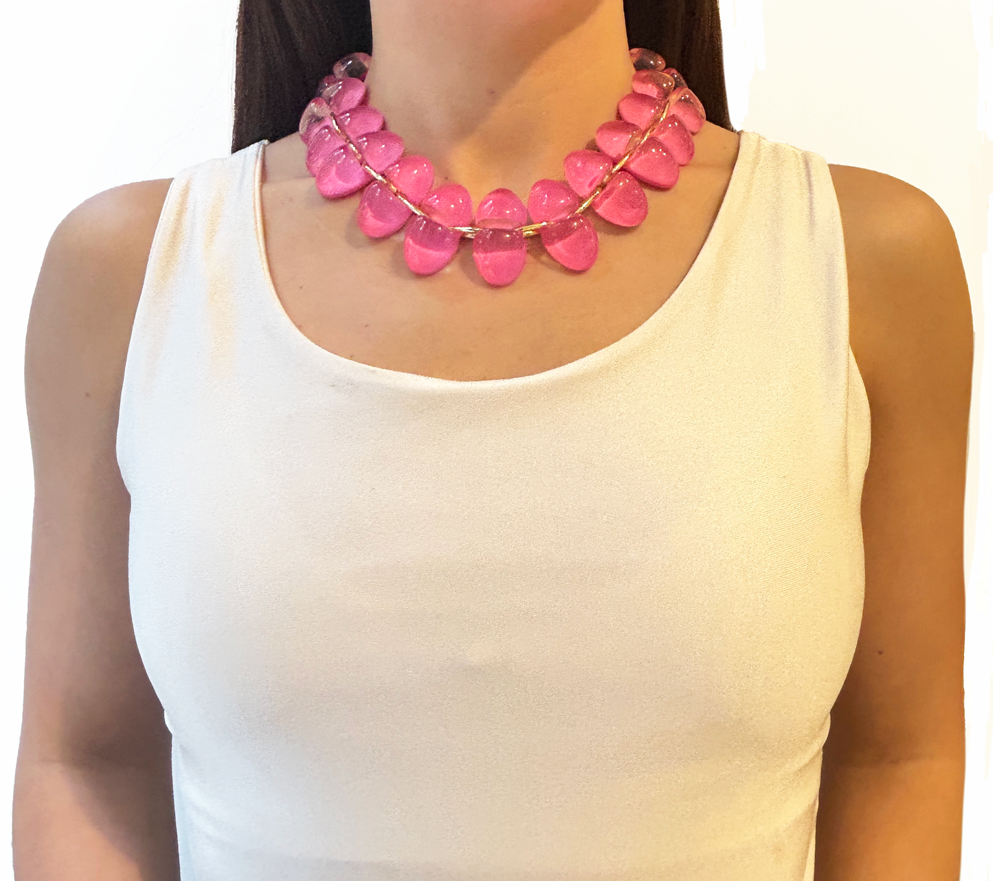 collar corto de resina azul
