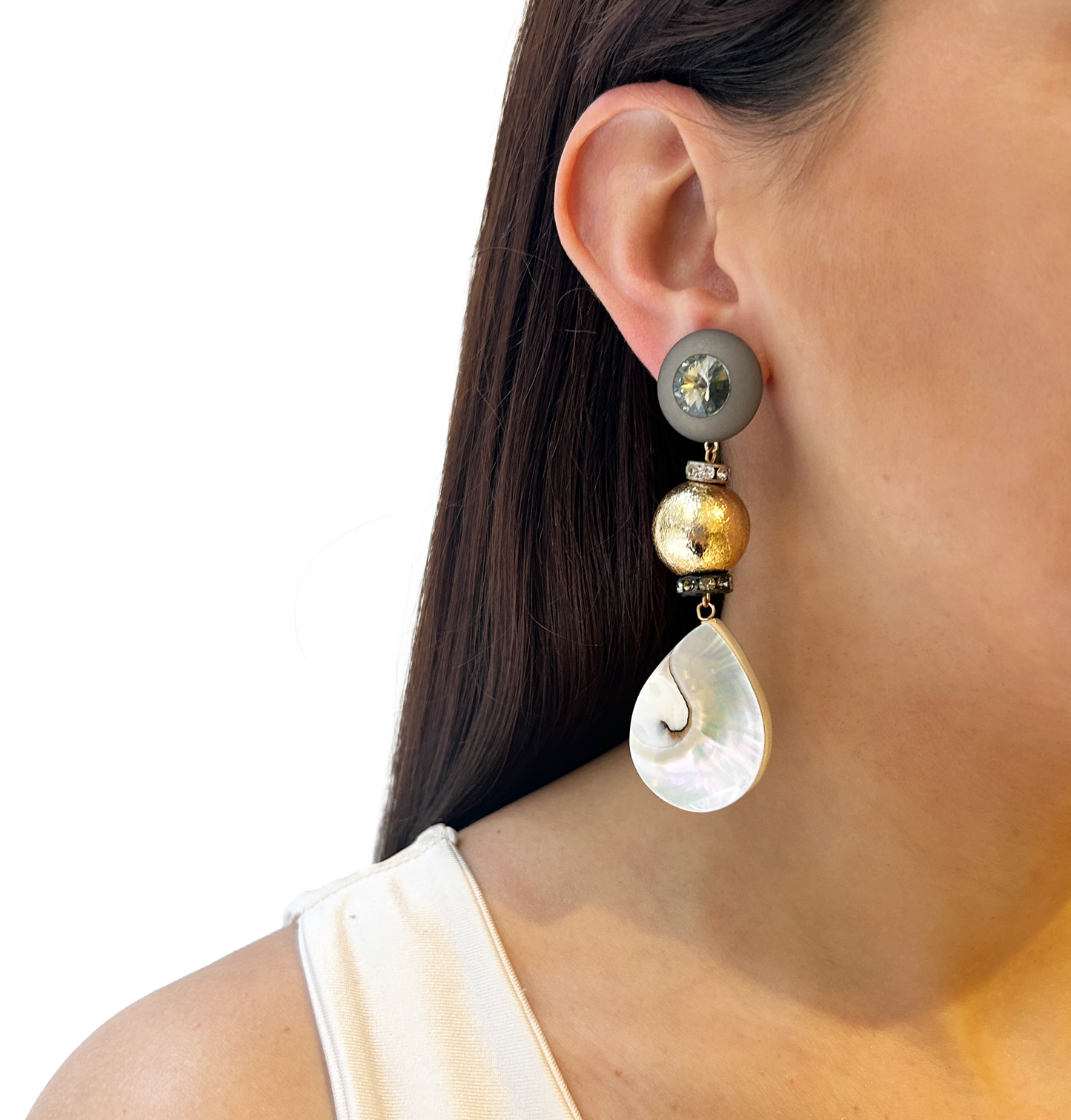 Aros blanco dorado y gris