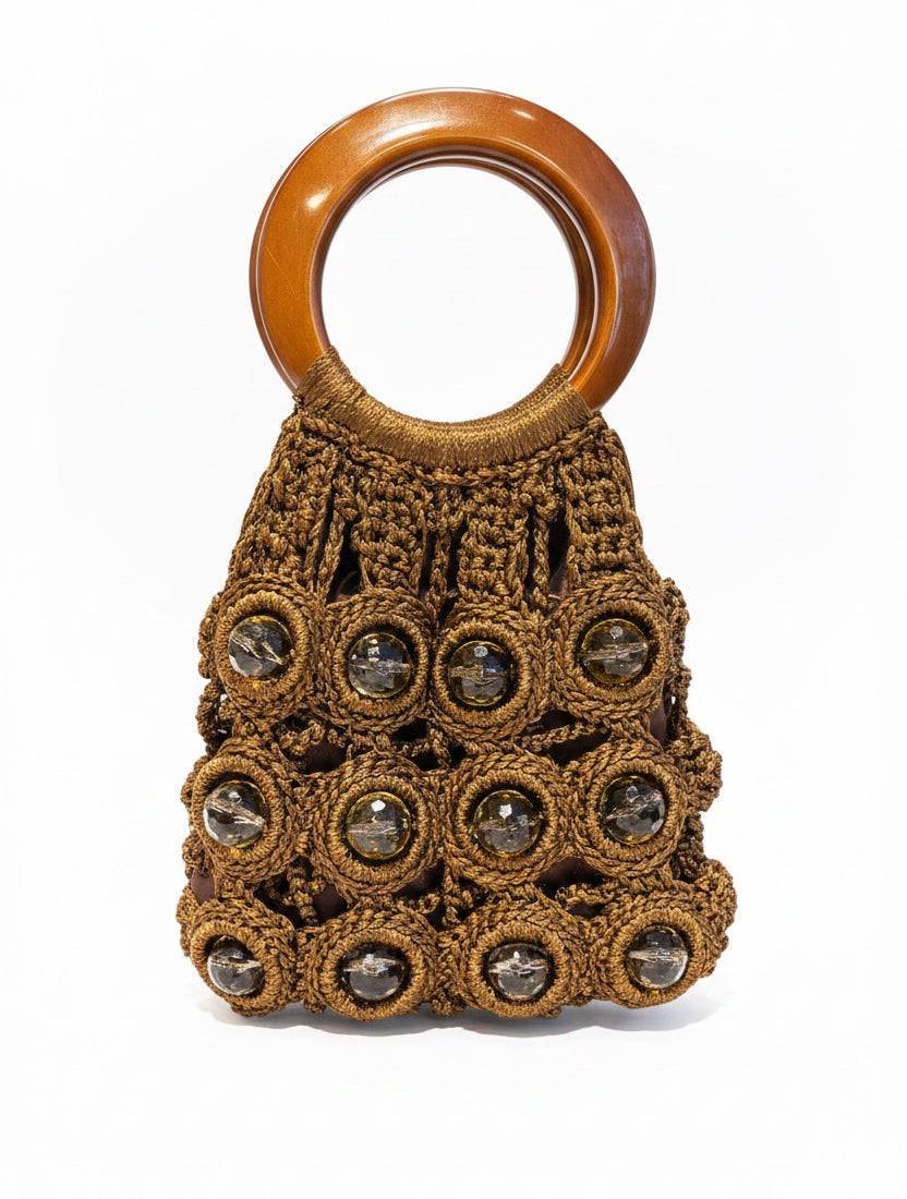 Bolso macrame y resina