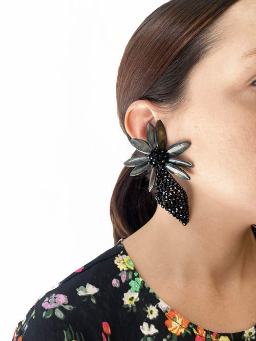 Aros maxi flor negros