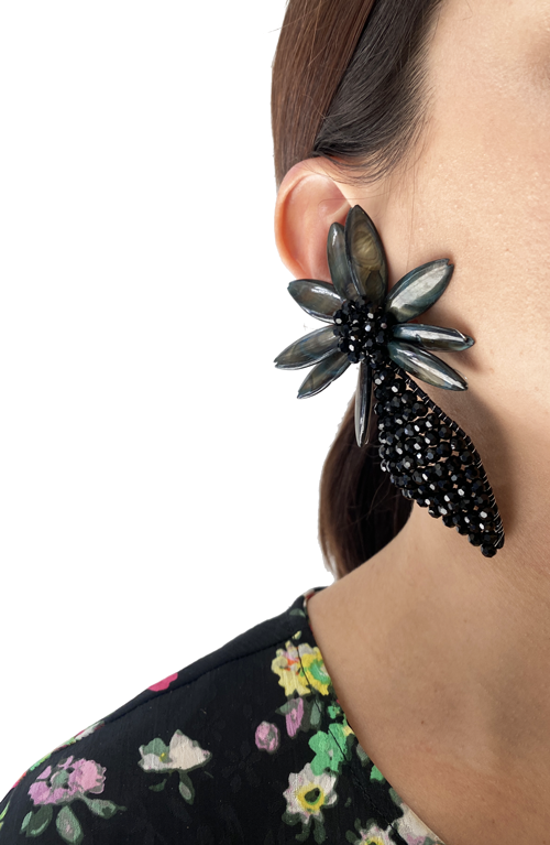 Aros maxi flor negros