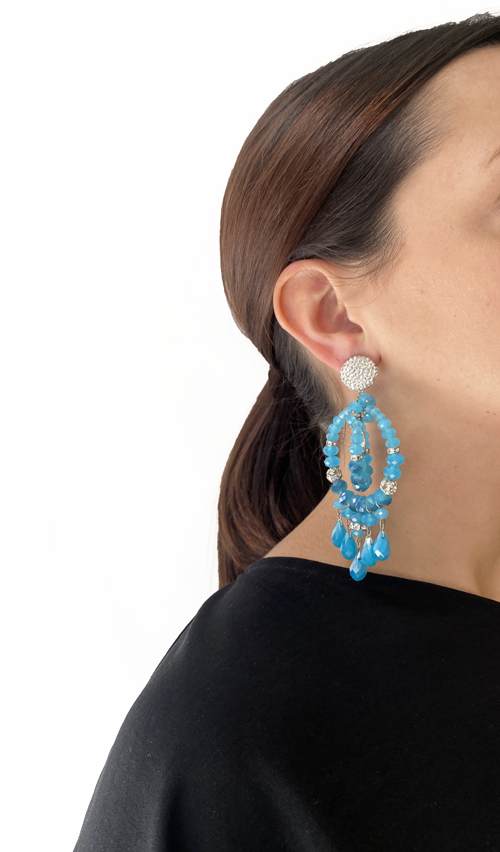 aqua crystal earrings