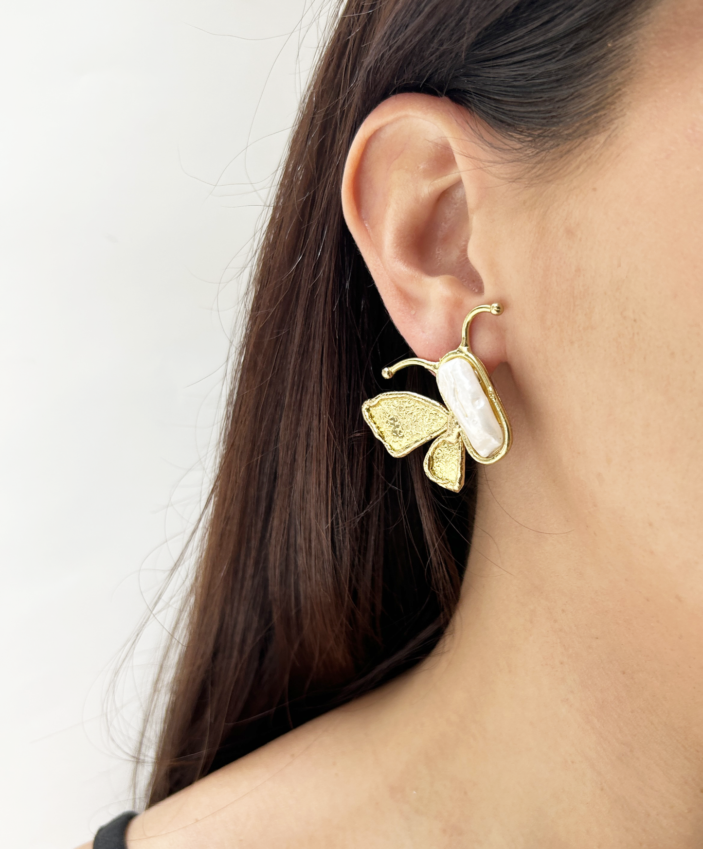 Aros mariposa con perla