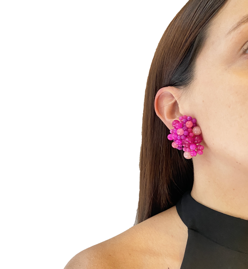 Aros cortos fucsia