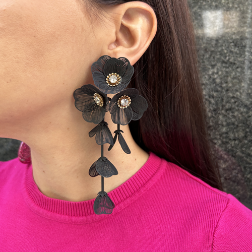 Aros triple flor negros