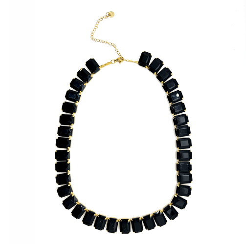 collar corto de cristales negros