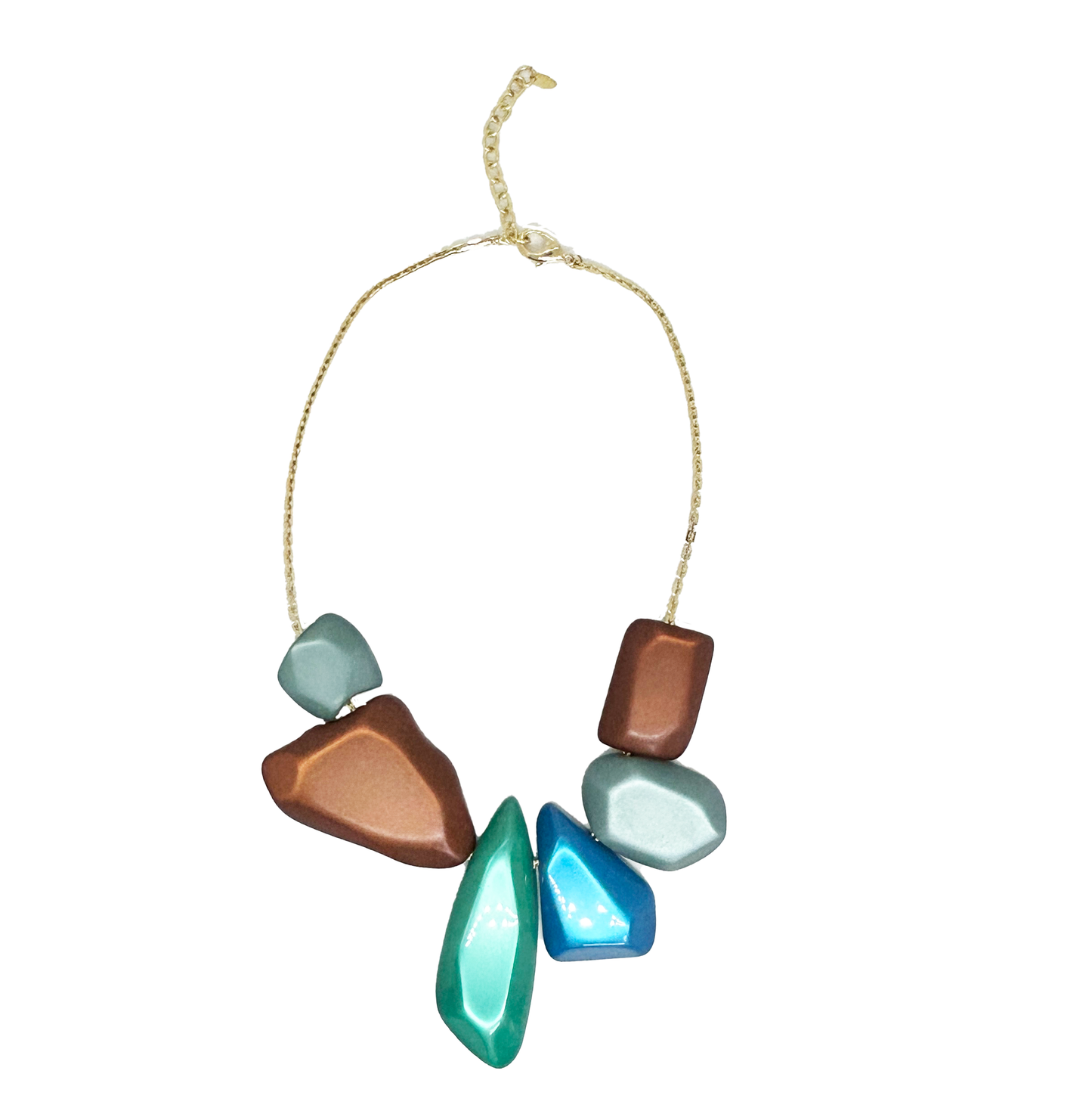 collar marron y turquesa