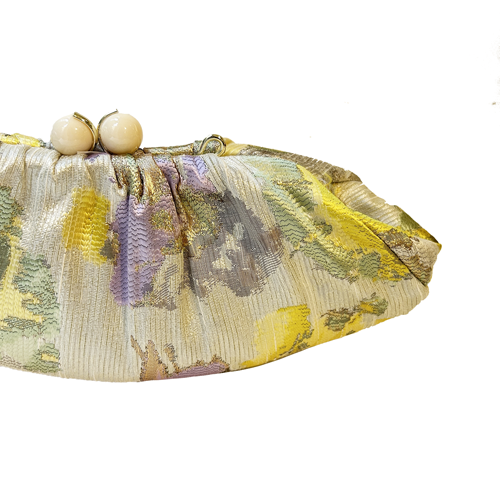 Bolso brocato lima verde y lila