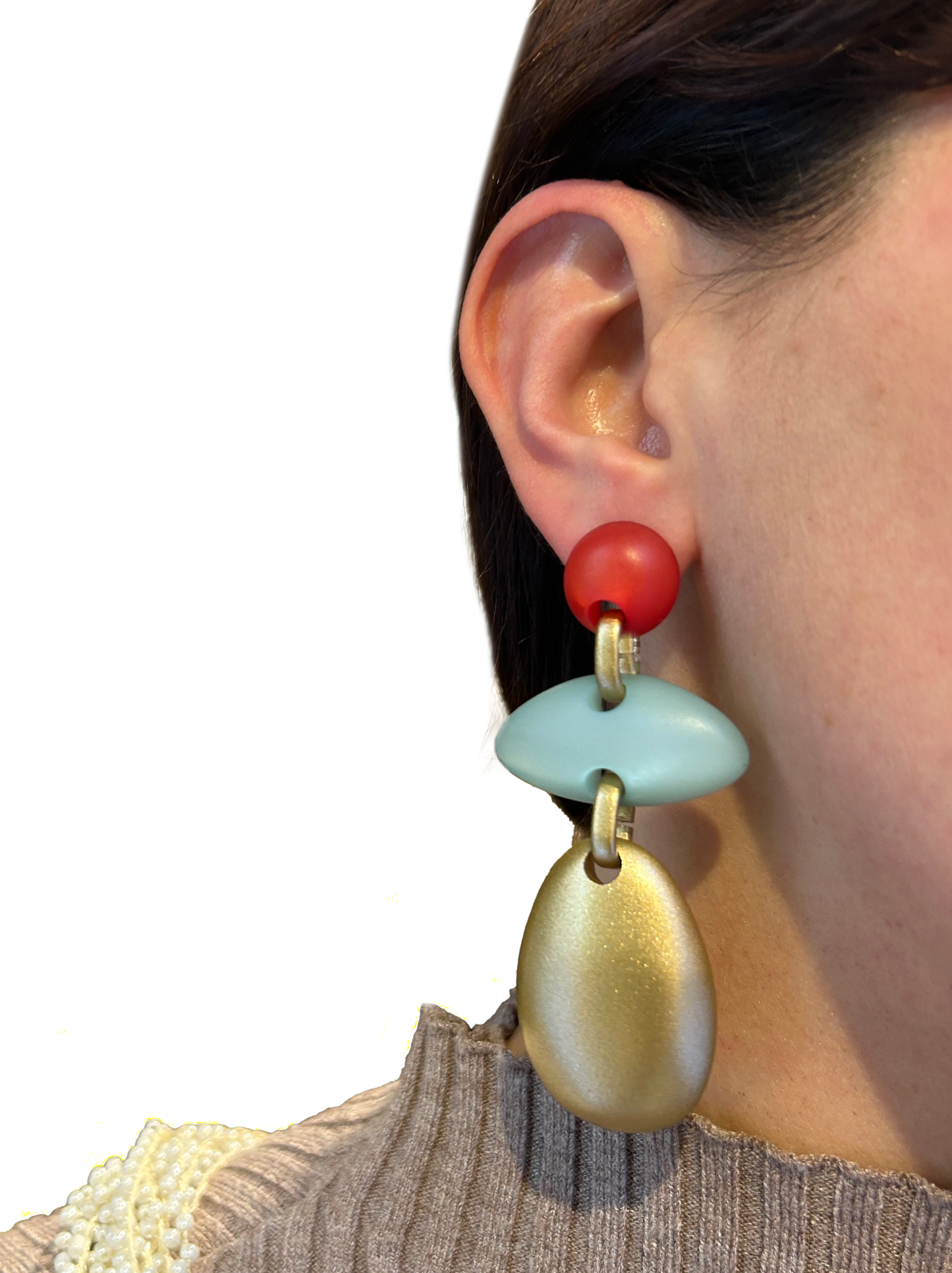 Aros turquesa coral y dorado
