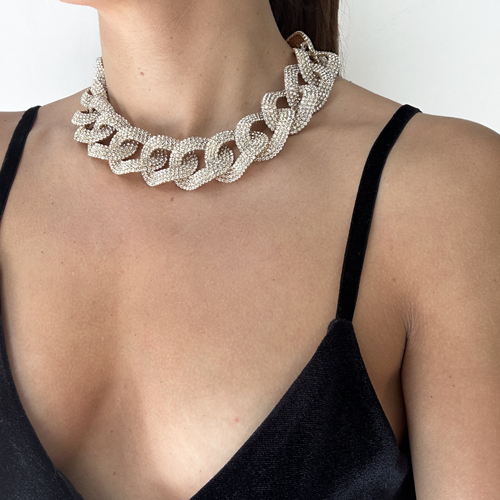 golden rhinestone necklace